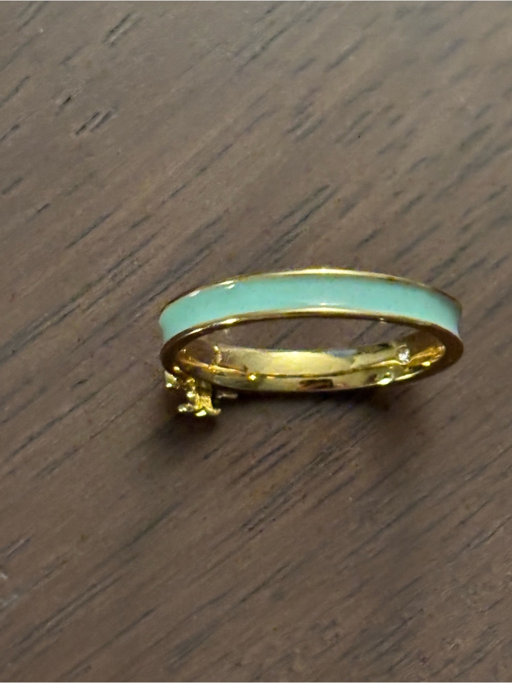 Tory Burch Gold-Tone Ring with Mint Enamel Logo size 8 - Picture 8 of 8